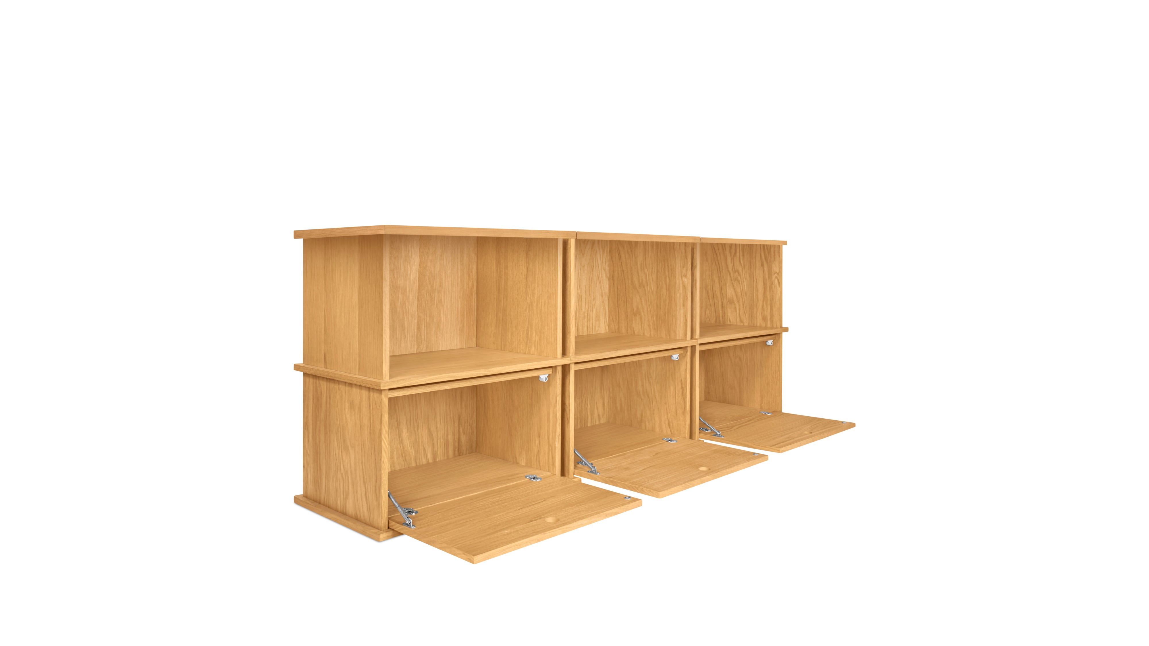 Keep Stacking Storage System 6-Piece, Open and Closed, White Oak