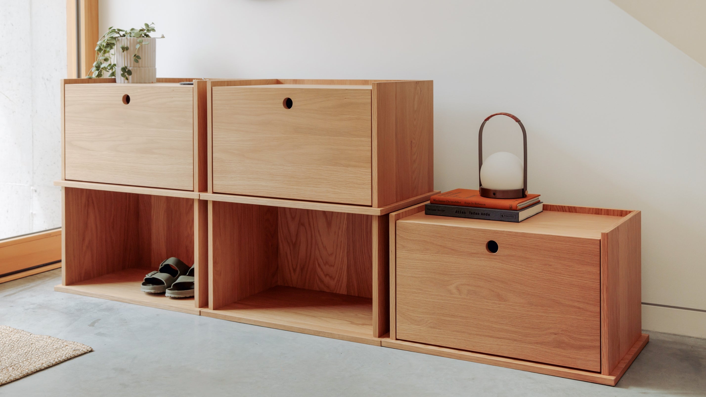 Keep Stacking Storage System 6-Piece, Open and Closed, White Oak ...