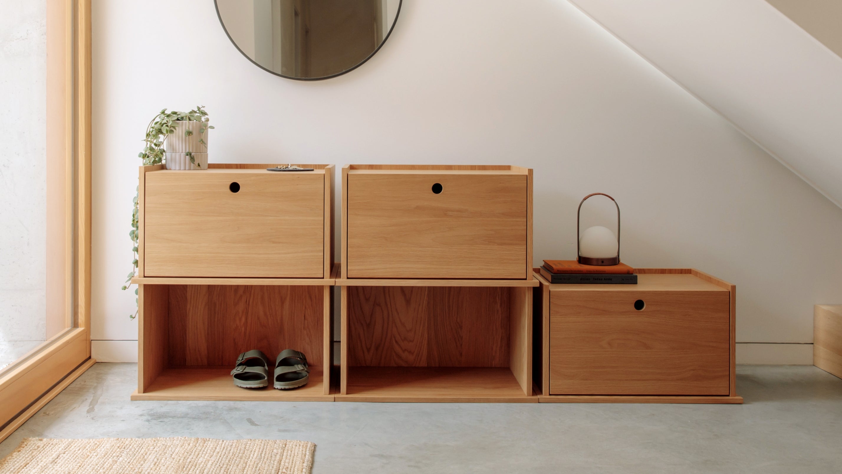 Keep Stacking Storage System 6-Piece, Open and Closed, White Oak