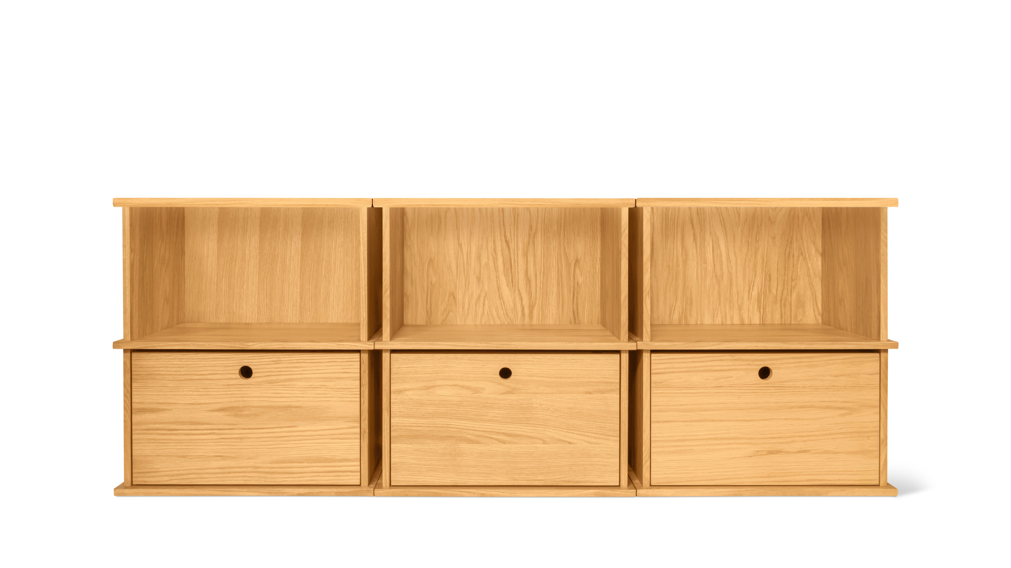 Keep Stacking Storage System 6-Piece, Open and Closed, White Oak