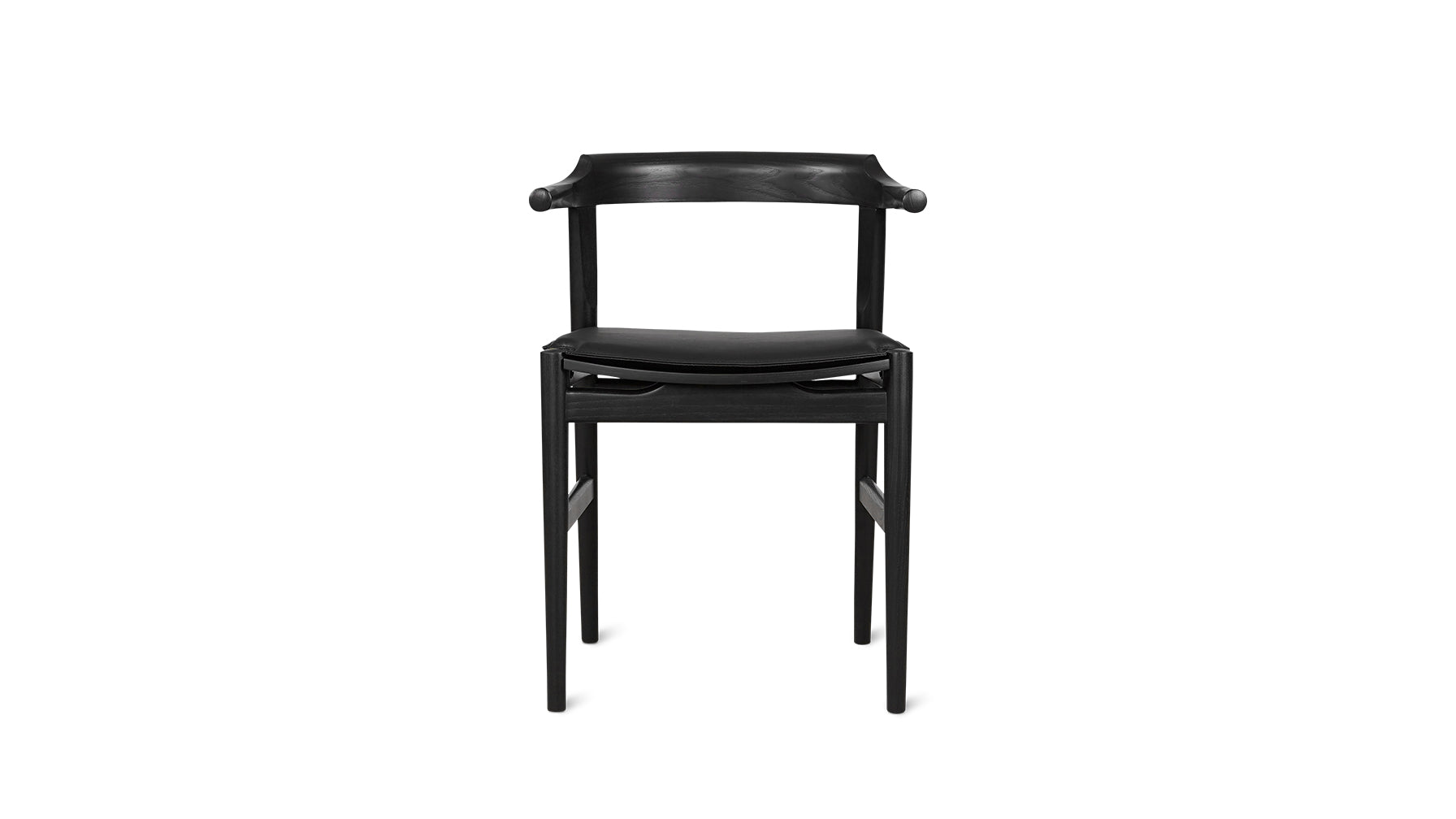 Tuck In Dining Chair with Cushion, Black Ash, Wood Seat with Black Cushion - Image 1