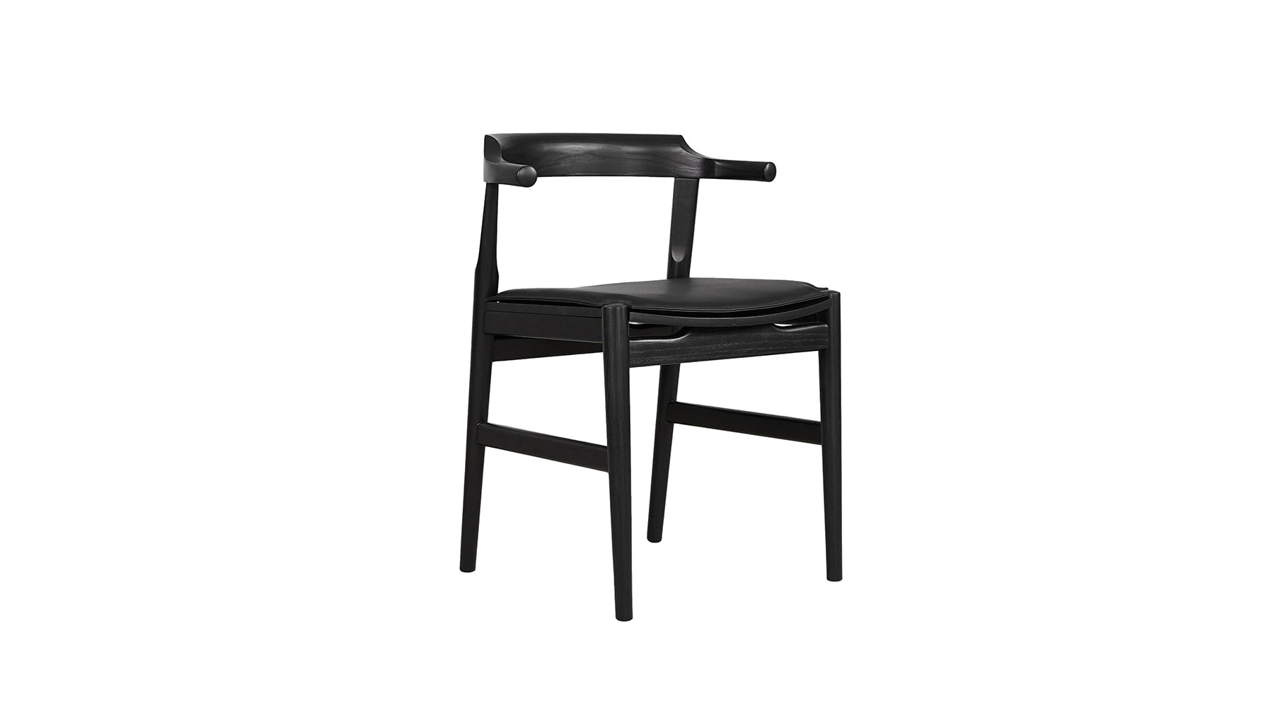 Tuck In Dining Chair with Cushion, Black Ash, Wood Seat with Black Cushion - Image 2
