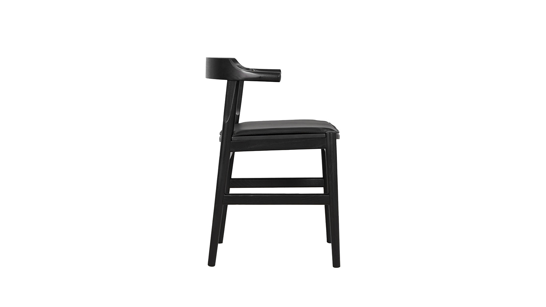 Tuck In Dining Chair with Cushion, Black Ash, Wood Seat with Black Cushion - Image 3