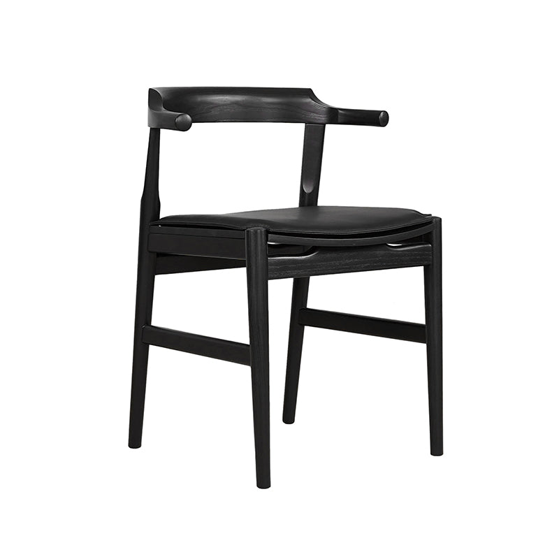 Tuck In Dining Chair with Cushion, Black Ash, Wood Seat with Black Cushion - Image 7