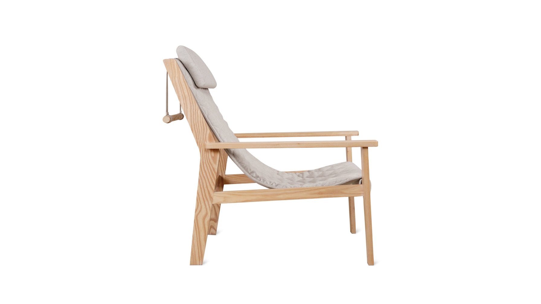 Sweet Life Sling Lounge Chair With Headrest, Natural Ash - Image 3