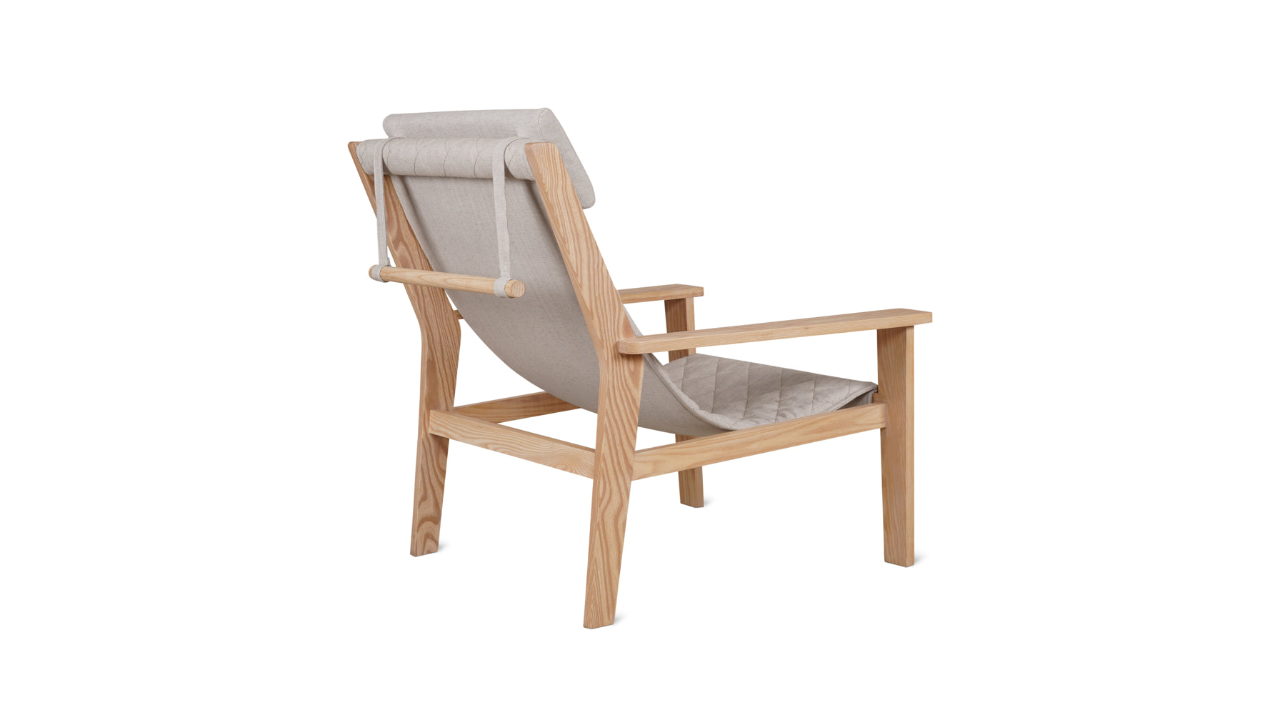 Sweet Life Sling Lounge Chair With Headrest, Natural Ash - Image 4