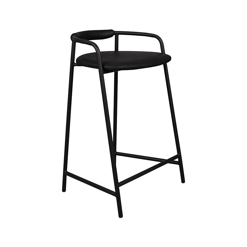 Slow Mornings Stool, Counter, Coal Leather/Black Metal