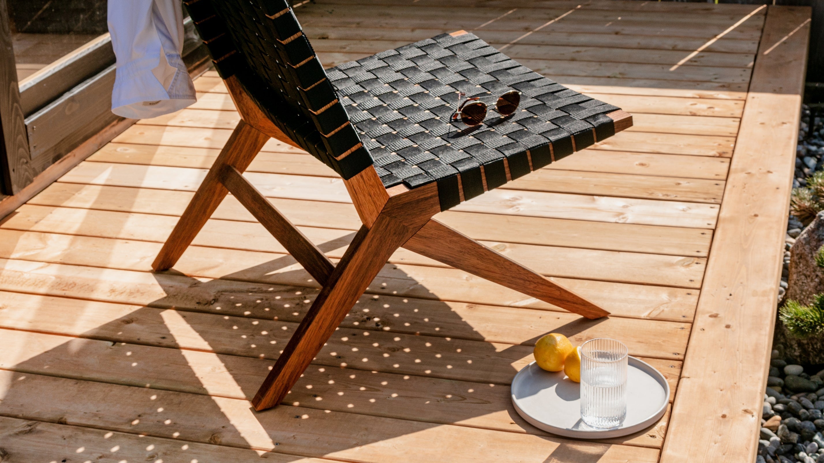 Endless Summer Outdoor Lounge Chair, Black Weave/Teak - Image 7