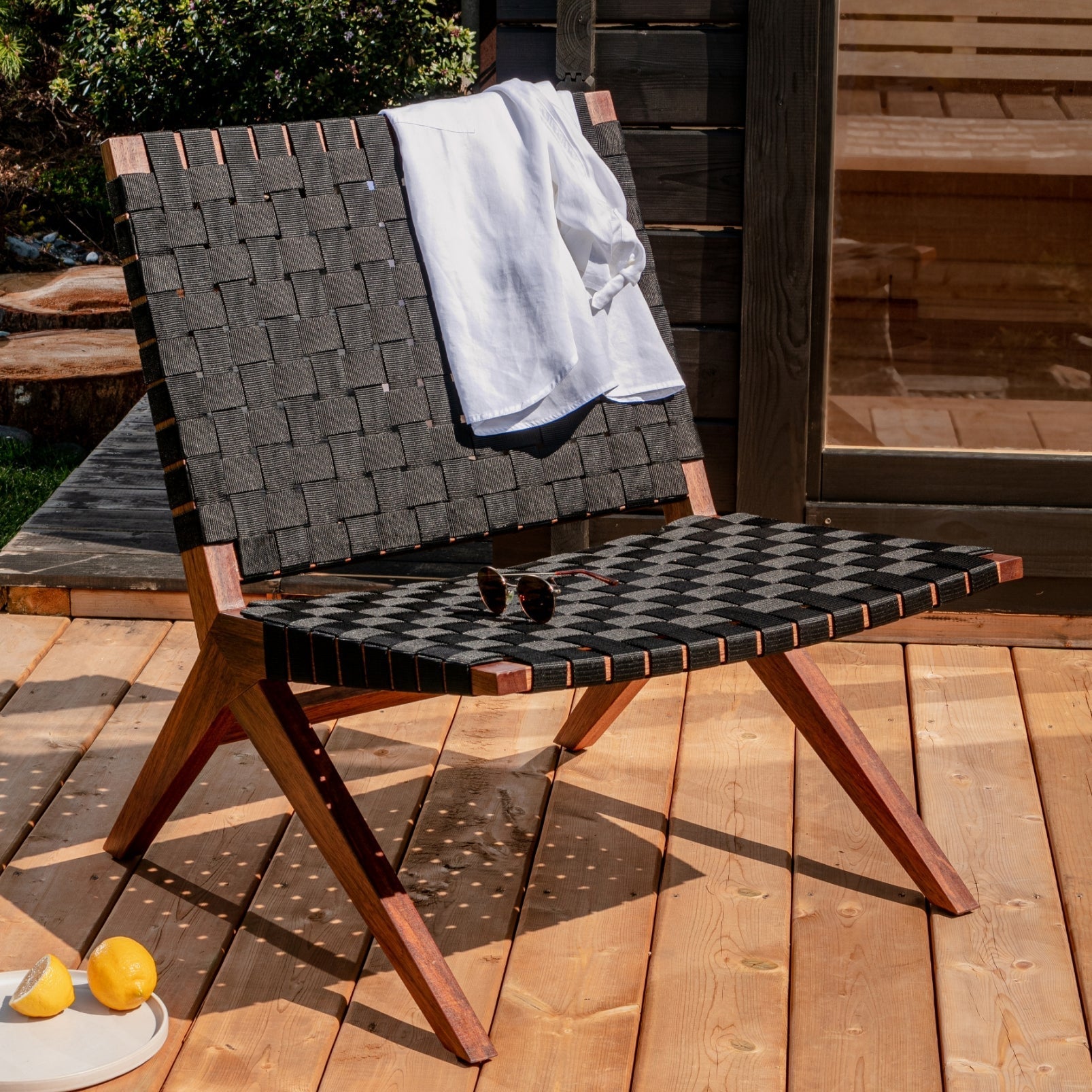 Endless Summer Outdoor Lounge Chair, Black Weave/Teak - Image 10