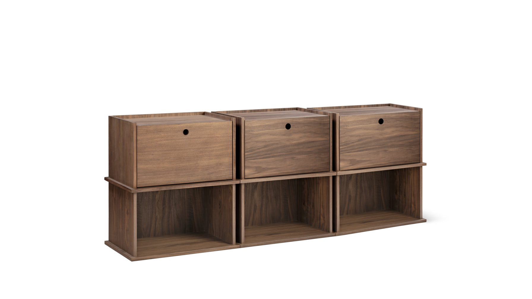 Keep Stacking Storage System 6-Piece, Open and Closed, Walnut - Image 1