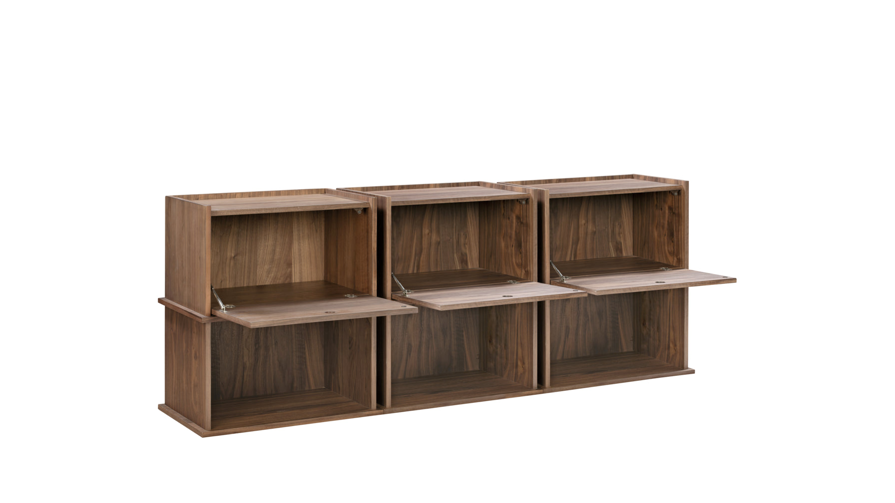 Keep Stacking Storage System 6-Piece, Open and Closed, Walnut